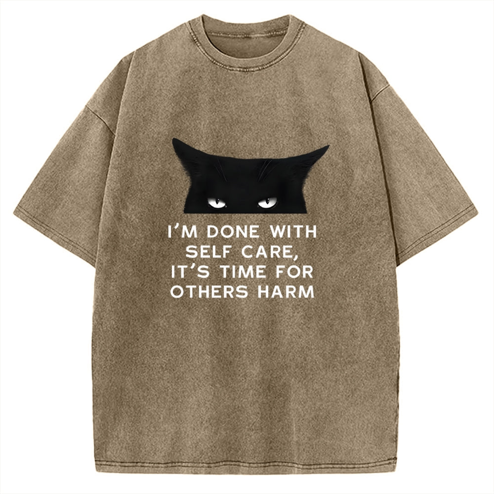Cat That Gave Up Self-comfort Vintage Washed T-shirt