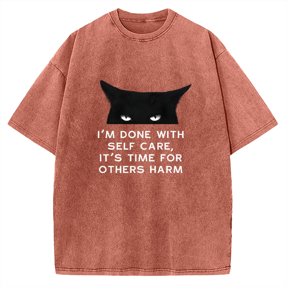 Cat That Gave Up Self-comfort Vintage Washed T-shirt
