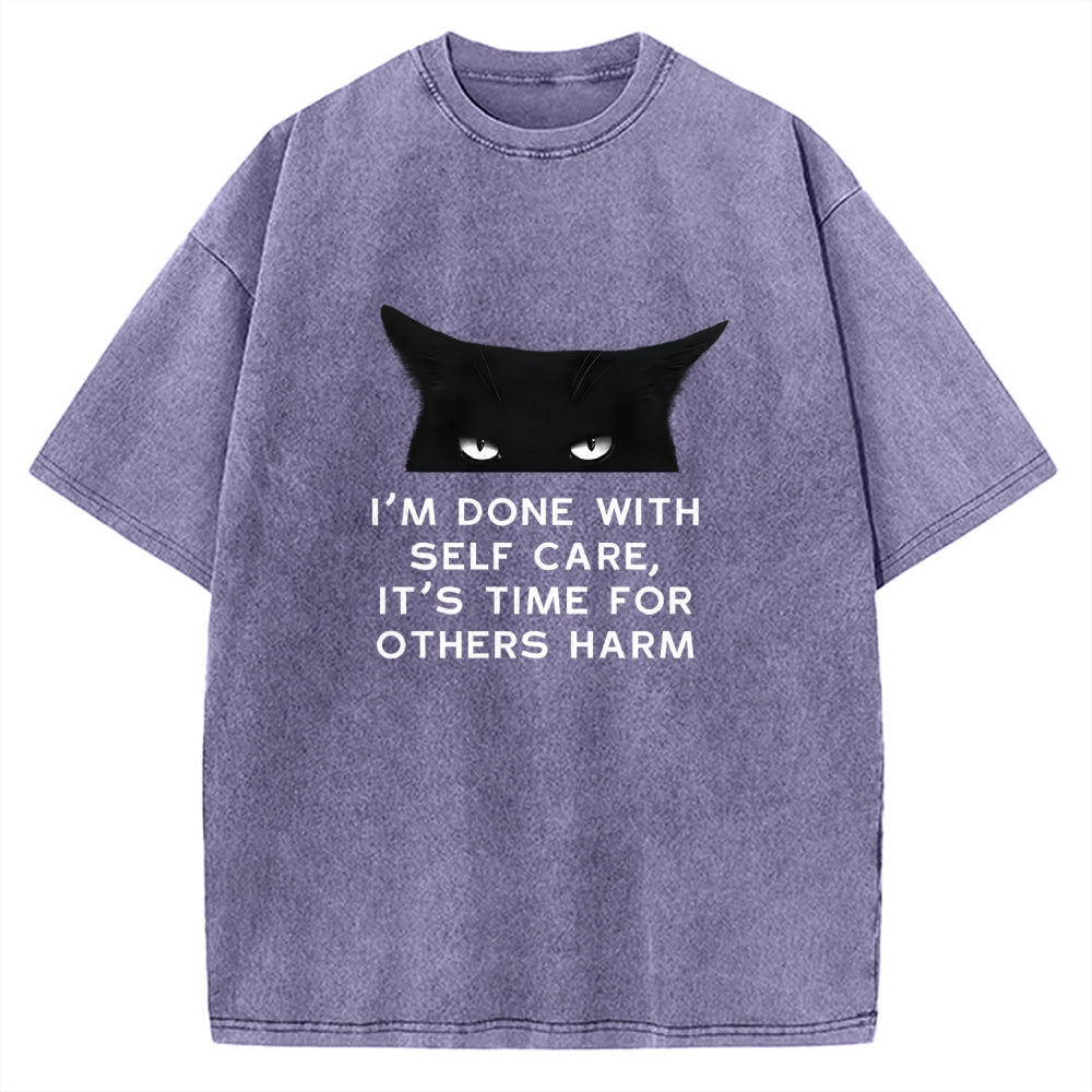 Cat That Gave Up Self-comfort Vintage Washed T-shirt