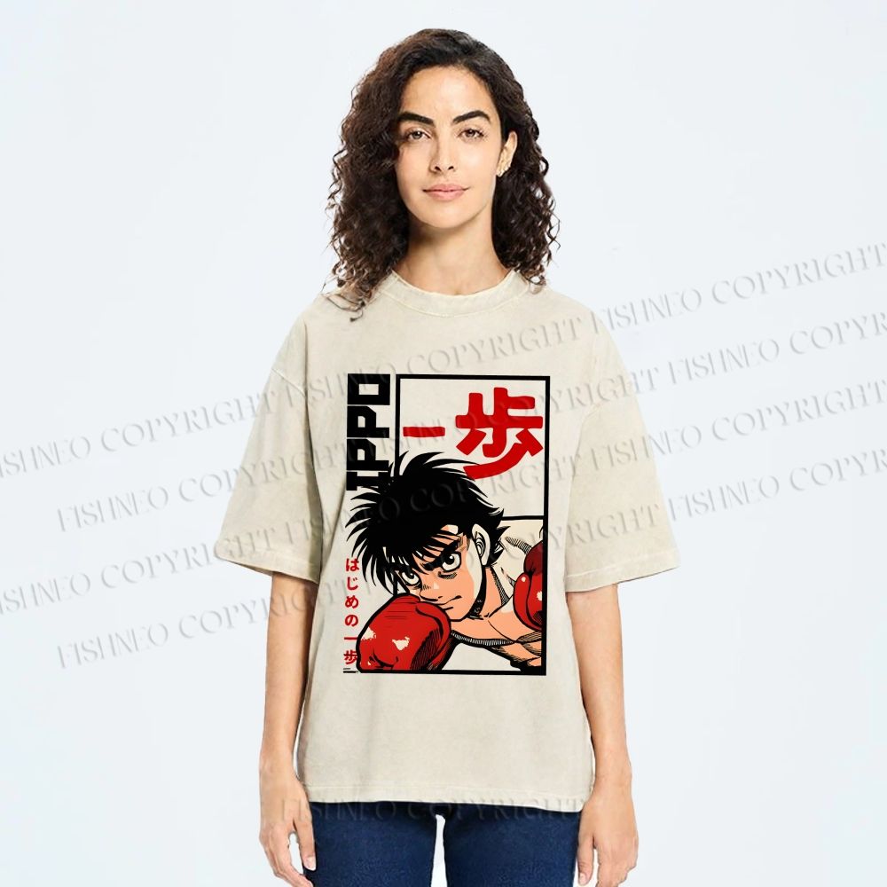 Unisex Hajime no Ippo Printed Washed Tee
