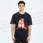 Unisex Raccoon-Possum Love Hug Printed Washed Tee