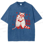 Unisex Raccoon-Possum Love Hug Printed Washed Tee