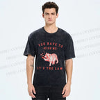 Unisex Kiss Me It’s The Law Printed Washed Tee