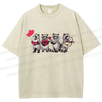 Unisex Love-Struck Raccoon Cupid Printed Washed Tee