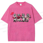 Unisex Love-Struck Raccoon Cupid Printed Washed Tee