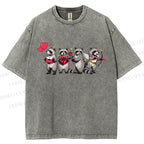 Unisex Love-Struck Raccoon Cupid Printed Washed Tee