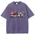 Unisex Love-Struck Raccoon Cupid Printed Washed Tee