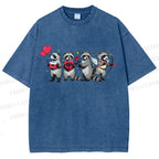 Unisex Love-Struck Raccoon Cupid Printed Washed Tee