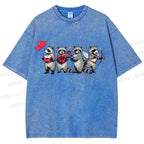 Unisex Love-Struck Raccoon Cupid Printed Washed Tee
