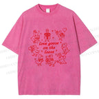 Unisex Love Goose On The Loose Printed Washed Tee