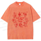 Unisex Love Goose On The Loose Printed Washed Tee