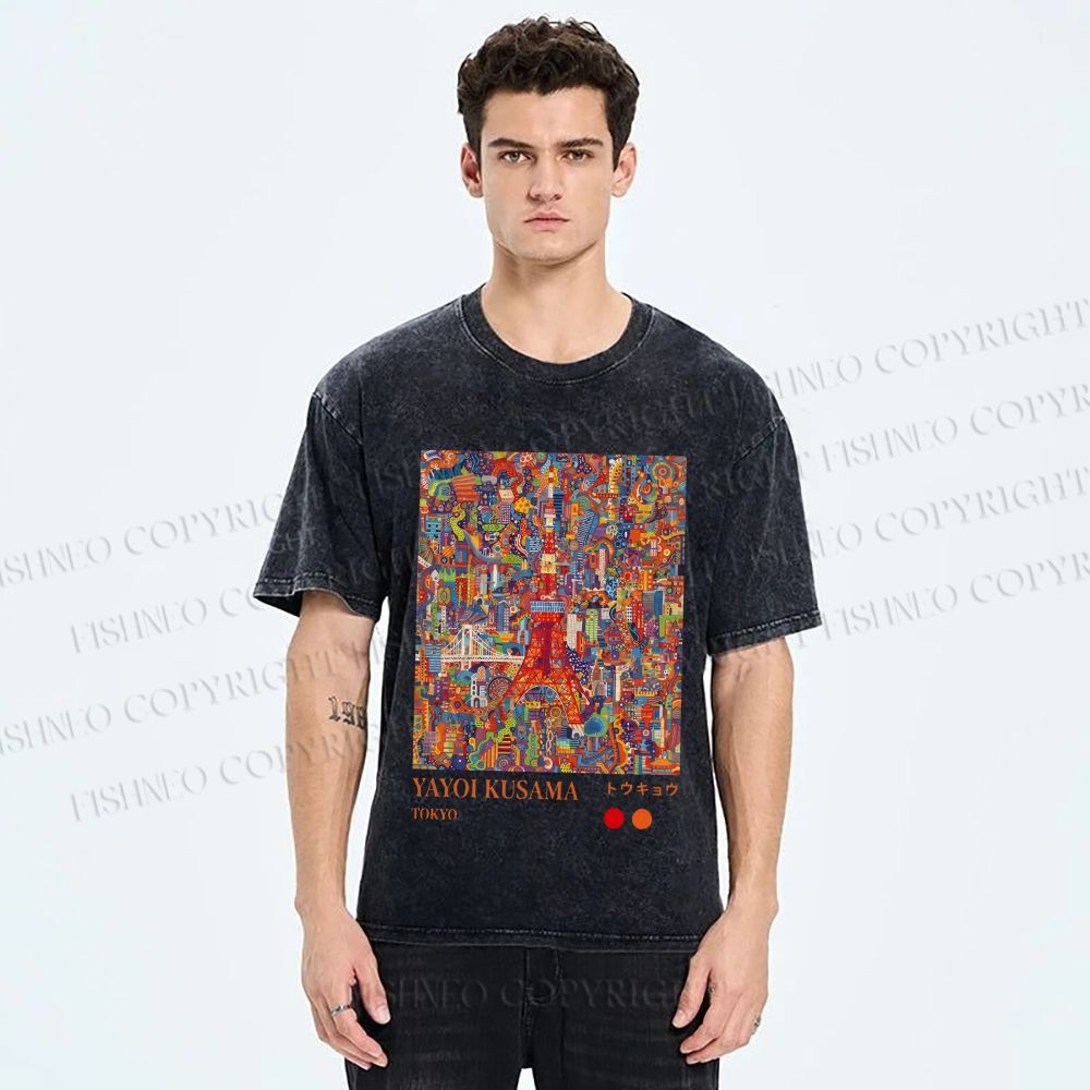 Unisex Yayoi Kusama Tokyo Printed Washed Tee