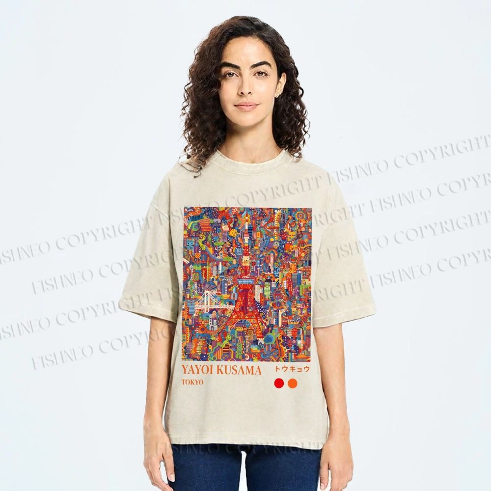 Unisex Yayoi Kusama Tokyo Printed Washed Tee