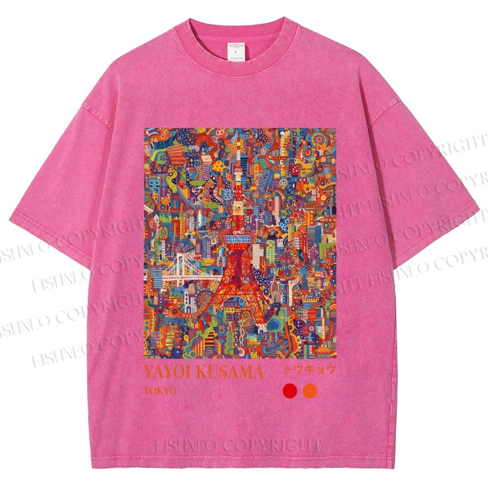 Unisex Yayoi Kusama Tokyo Printed Washed Tee