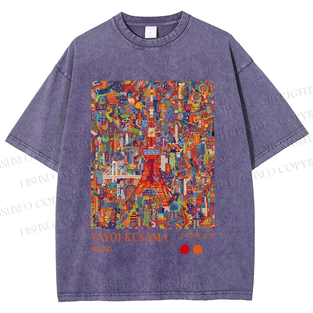 Unisex Yayoi Kusama Tokyo Printed Washed Tee