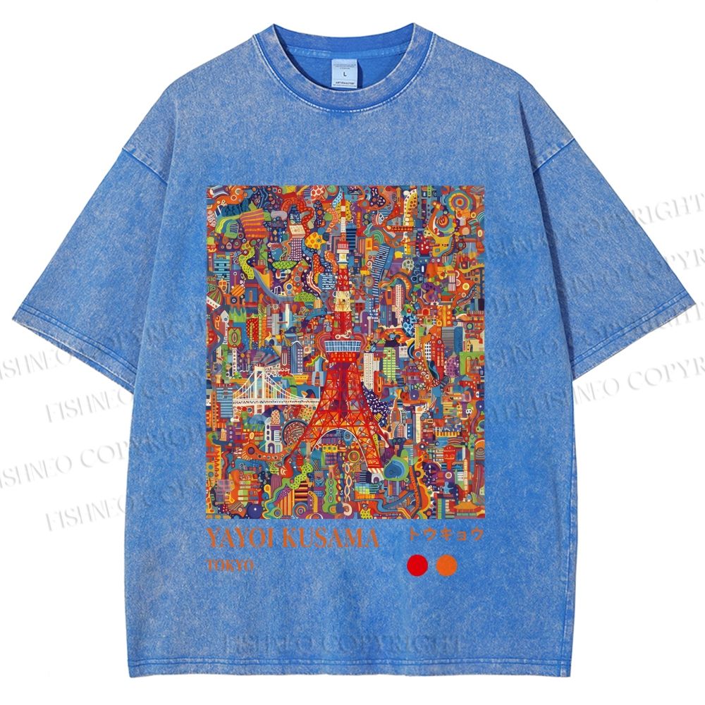 Unisex Yayoi Kusama Tokyo Printed Washed Tee