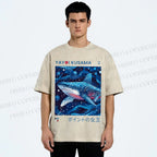 Unisex Yayoi Kusama Shark Printed Washed Tee