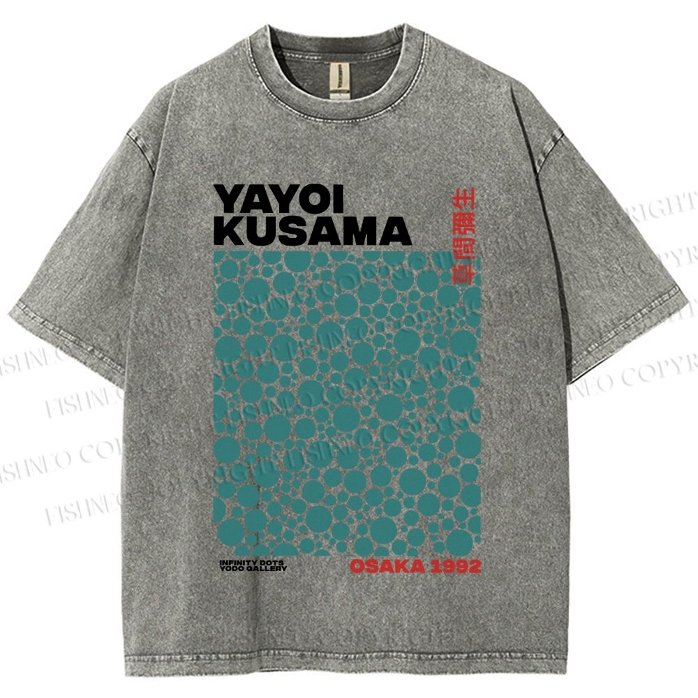 Unisex Yayoi Kusama Infinite Dots Printed Washed Tee