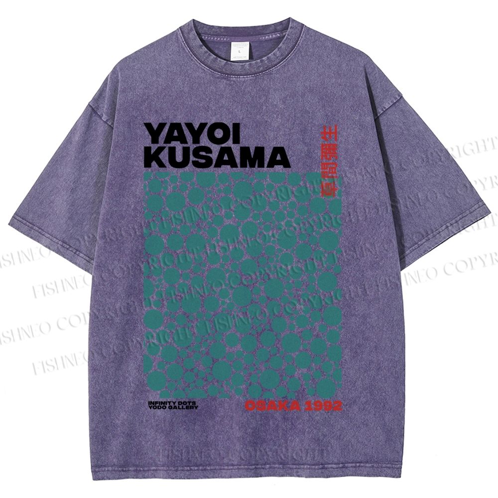 Unisex Yayoi Kusama Infinite Dots Printed Washed Tee