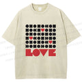 Unisex Geometric Heart Love Printed Washed Tee