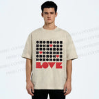Unisex Geometric Heart Love Printed Washed Tee