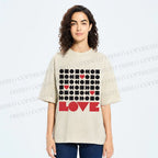 Unisex Geometric Heart Love Printed Washed Tee