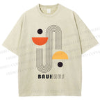 Unisex Bauhaus Art Geometry Printed Washed Tee