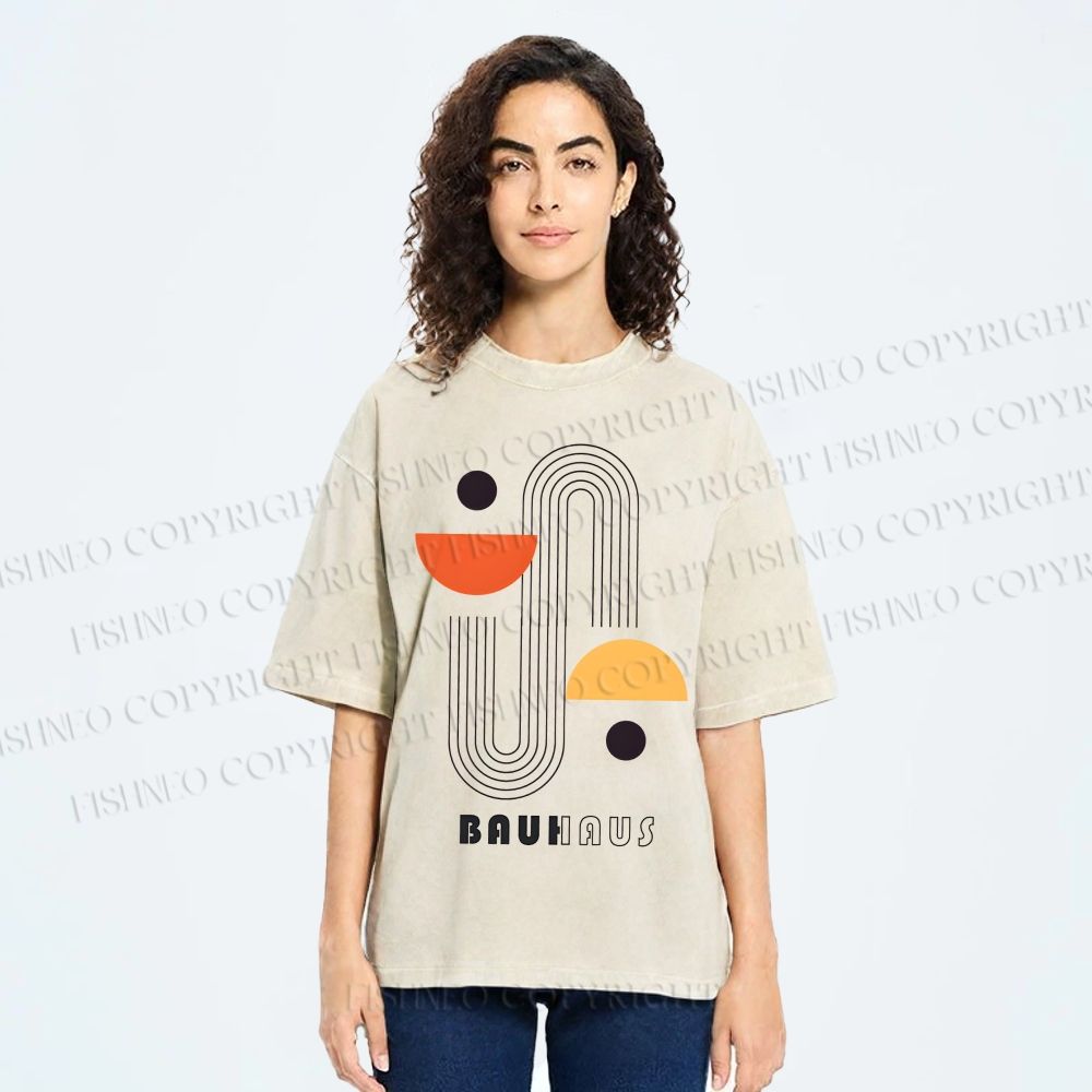Unisex Bauhaus Art Geometry Printed Washed Tee