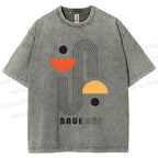 Unisex Bauhaus Art Geometry Printed Washed Tee