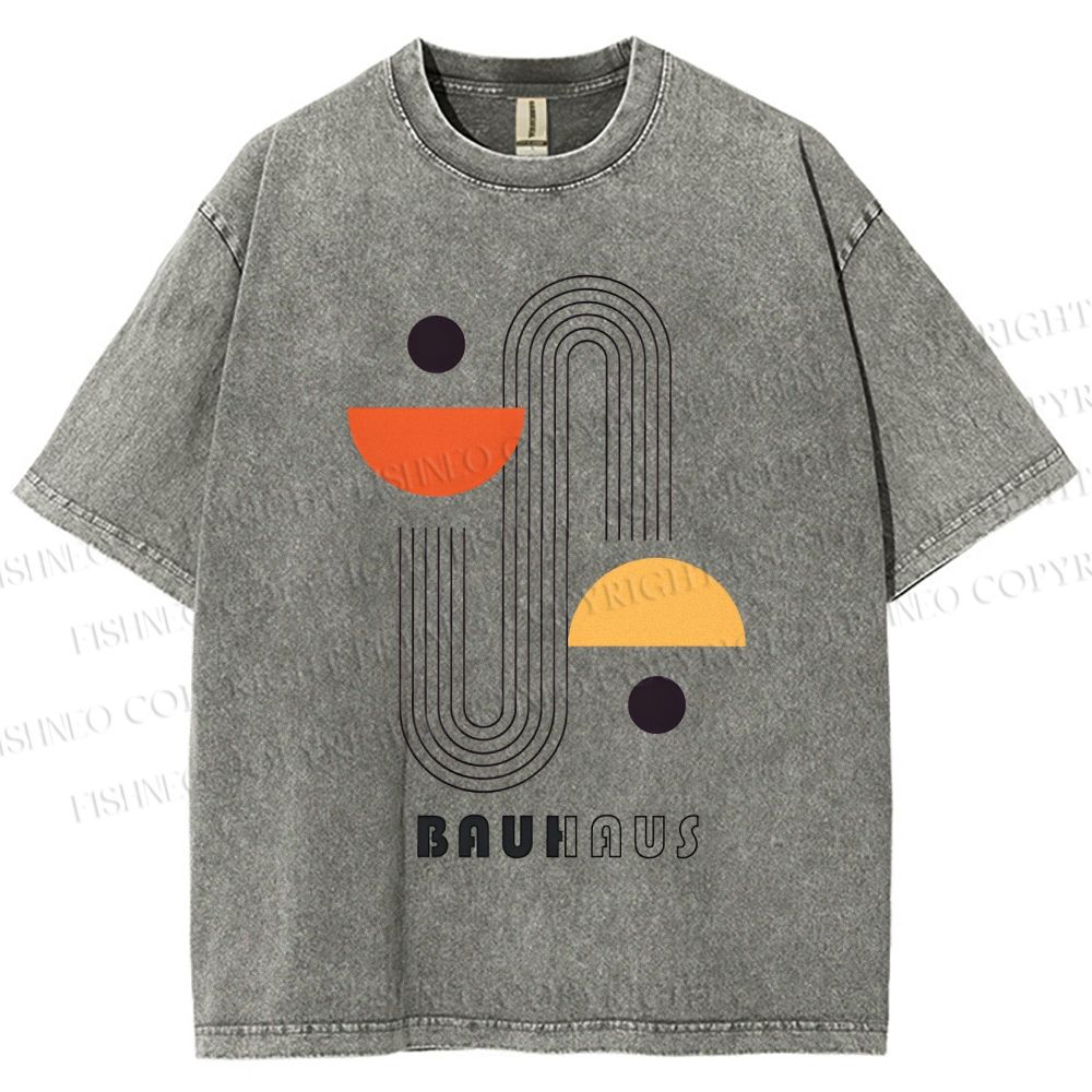 Unisex Bauhaus Art Geometry Printed Washed Tee