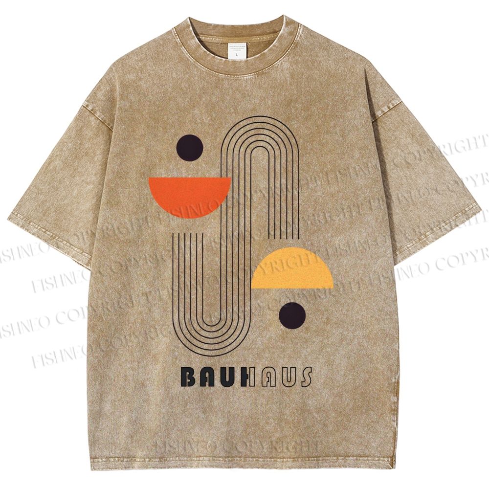 Unisex Bauhaus Art Geometry Printed Washed Tee