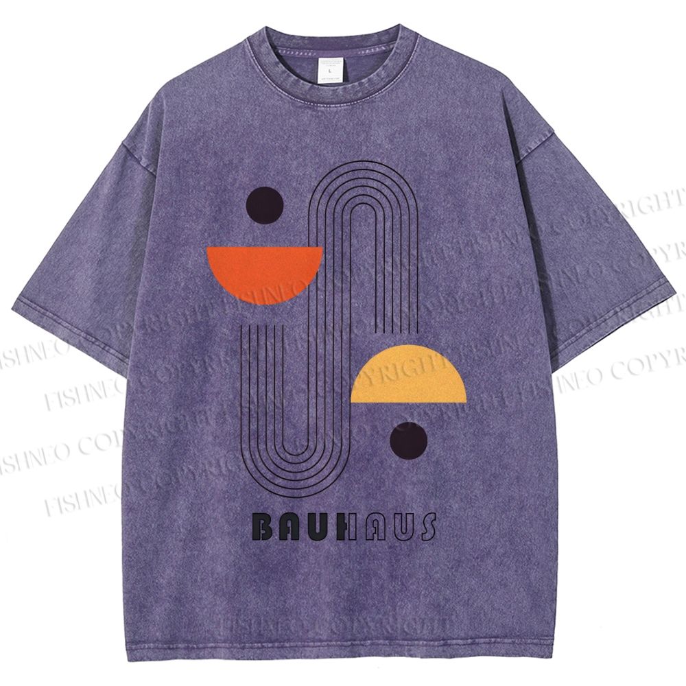Unisex Bauhaus Art Geometry Printed Washed Tee