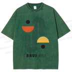 Unisex Bauhaus Art Geometry Printed Washed Tee