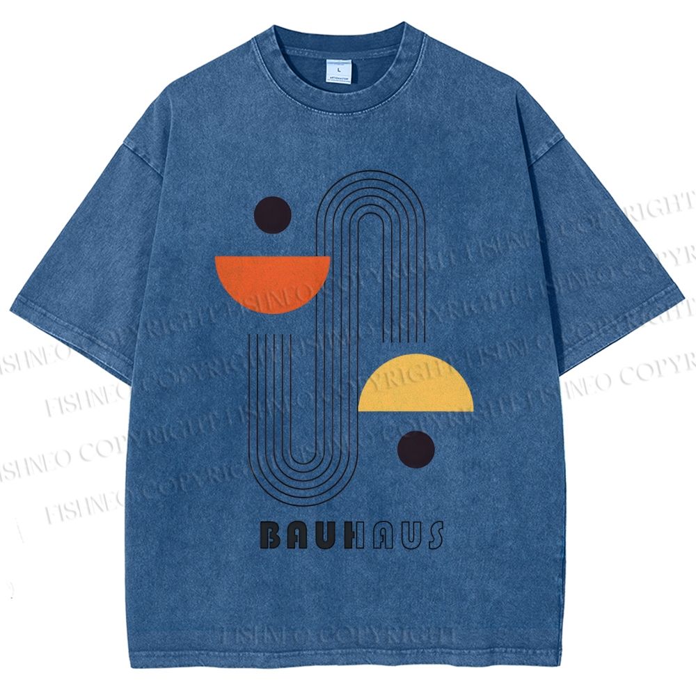 Unisex Bauhaus Art Geometry Printed Washed Tee