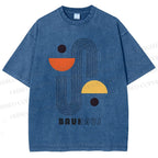 Unisex Bauhaus Art Geometry Printed Washed Tee
