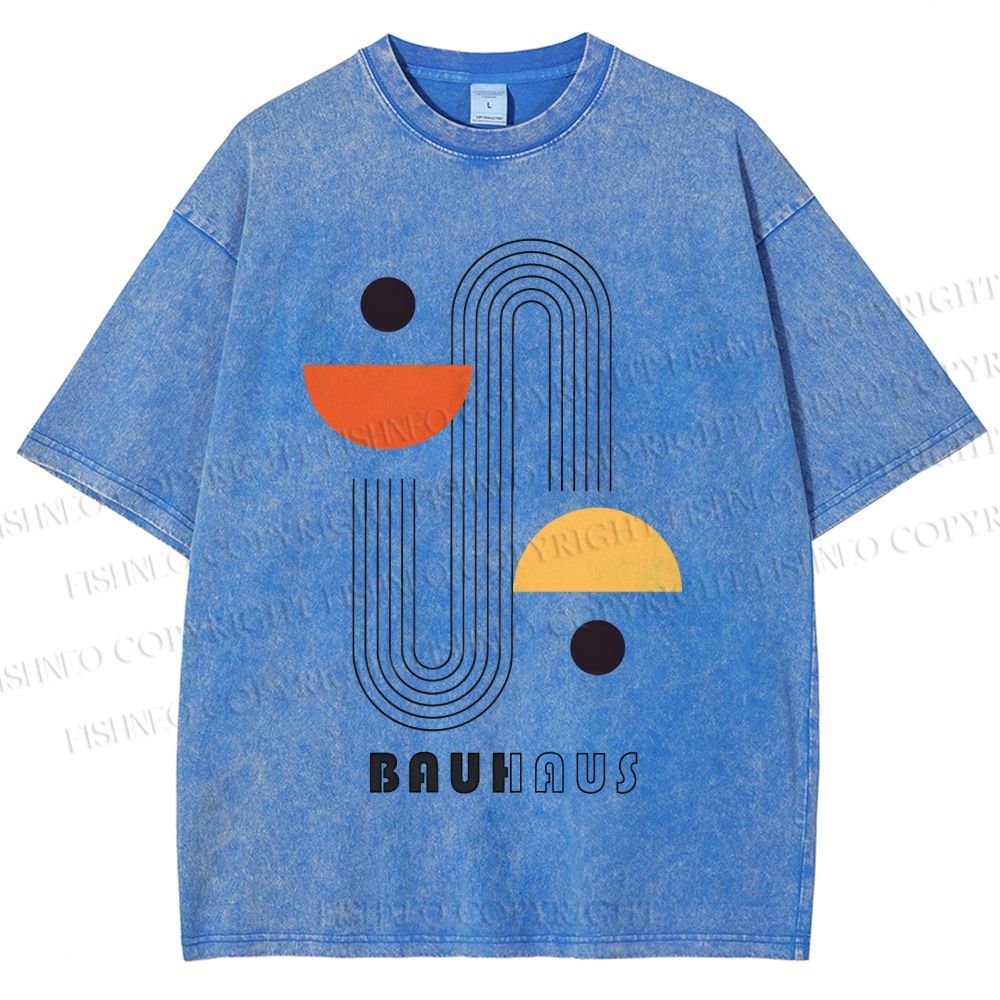 Unisex Bauhaus Art Geometry Printed Washed Tee