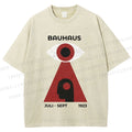 Unisex Bauhaus Art Geometric Eye Printed Washed Tee