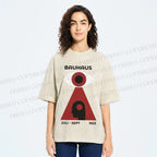 Unisex Bauhaus Art Geometric Eye Printed Washed Tee