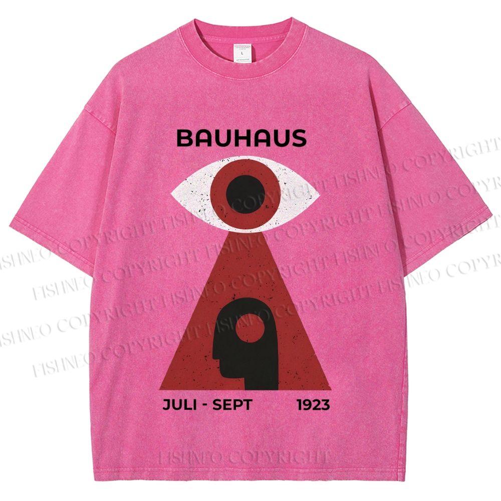 Unisex Bauhaus Art Geometric Eye Printed Washed Tee