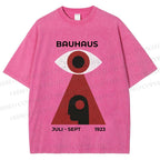 Unisex Bauhaus Art Geometric Eye Printed Washed Tee