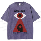 Unisex Bauhaus Art Geometric Eye Printed Washed Tee