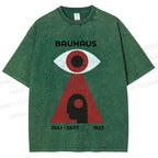 Unisex Bauhaus Art Geometric Eye Printed Washed Tee