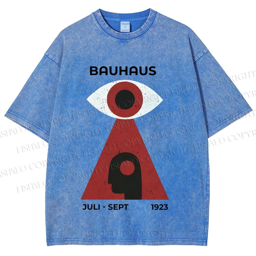 Unisex Bauhaus Art Geometric Eye Printed Washed Tee