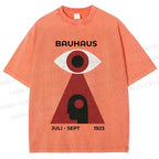Unisex Bauhaus Art Geometric Eye Printed Washed Tee