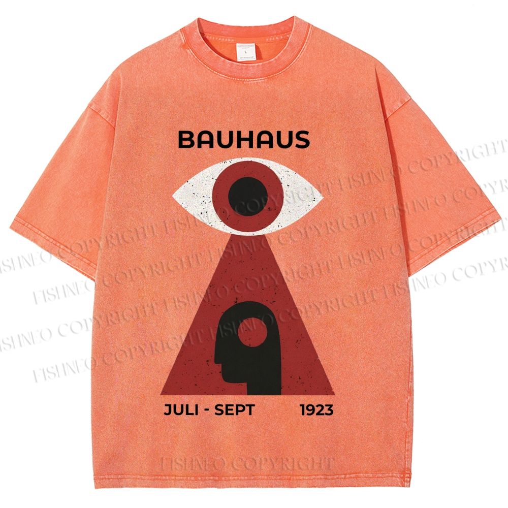 Unisex Bauhaus Art Geometric Eye Printed Washed Tee