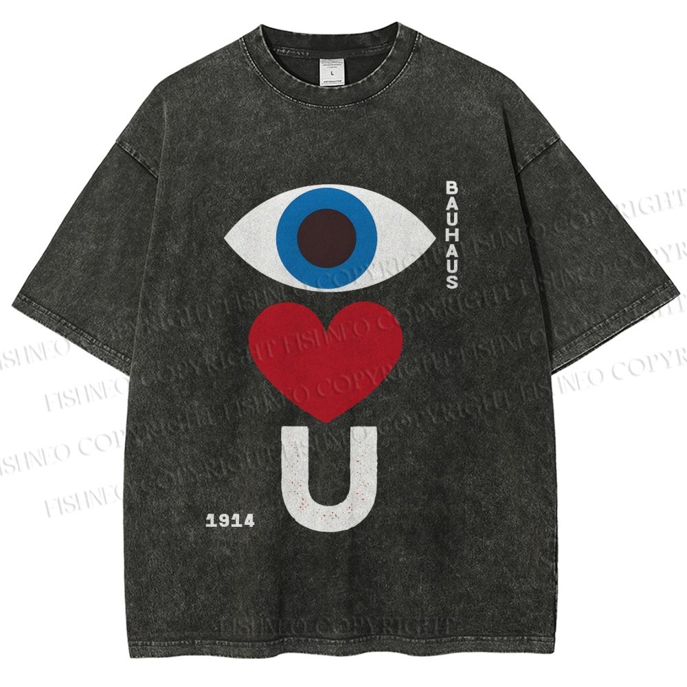 Unisex Bauhaus Valentine's Day Love You Printed Washed Tee