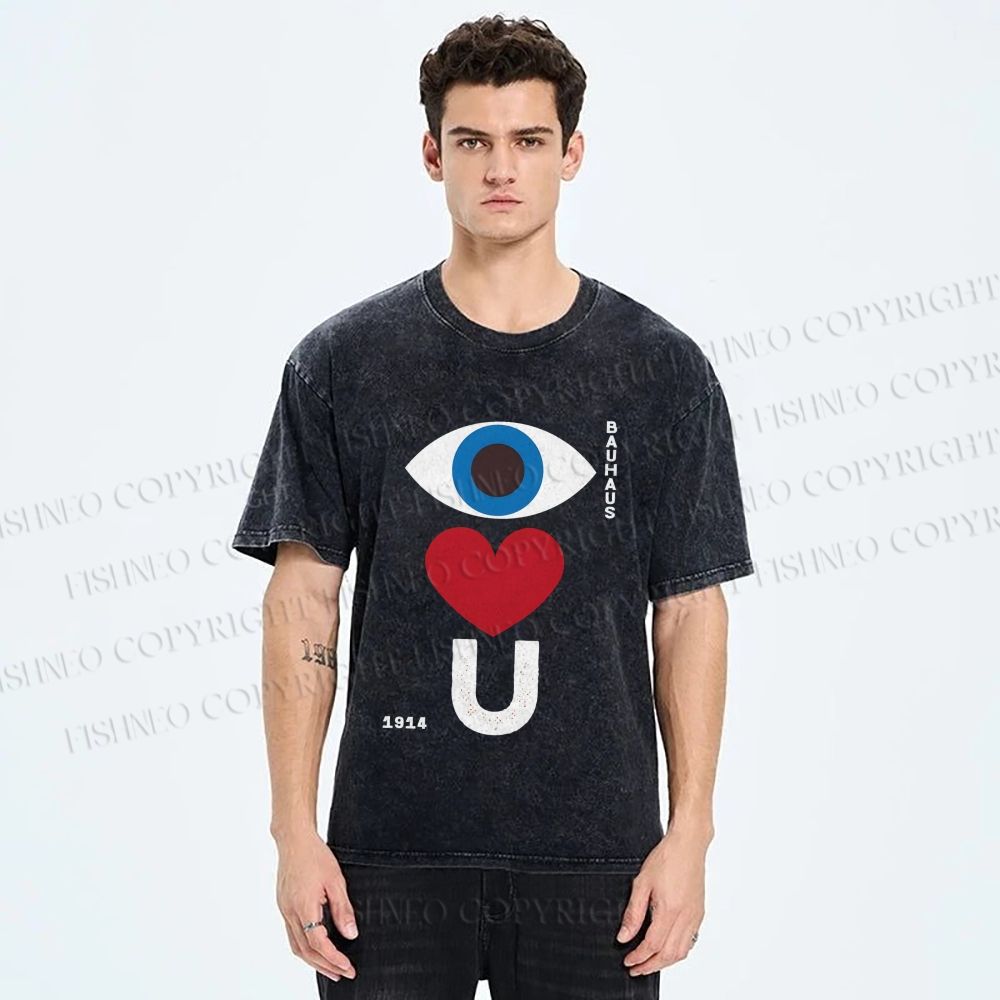 Unisex Bauhaus Valentine's Day Love You Printed Washed Tee