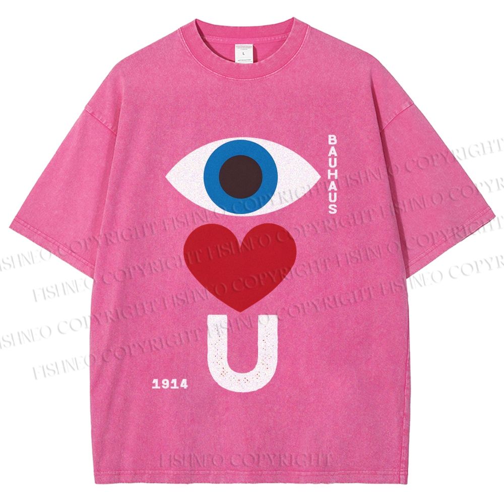 Unisex Bauhaus Valentine's Day Love You Printed Washed Tee