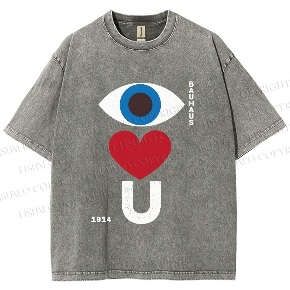 Unisex Bauhaus Valentine's Day Love You Printed Washed Tee