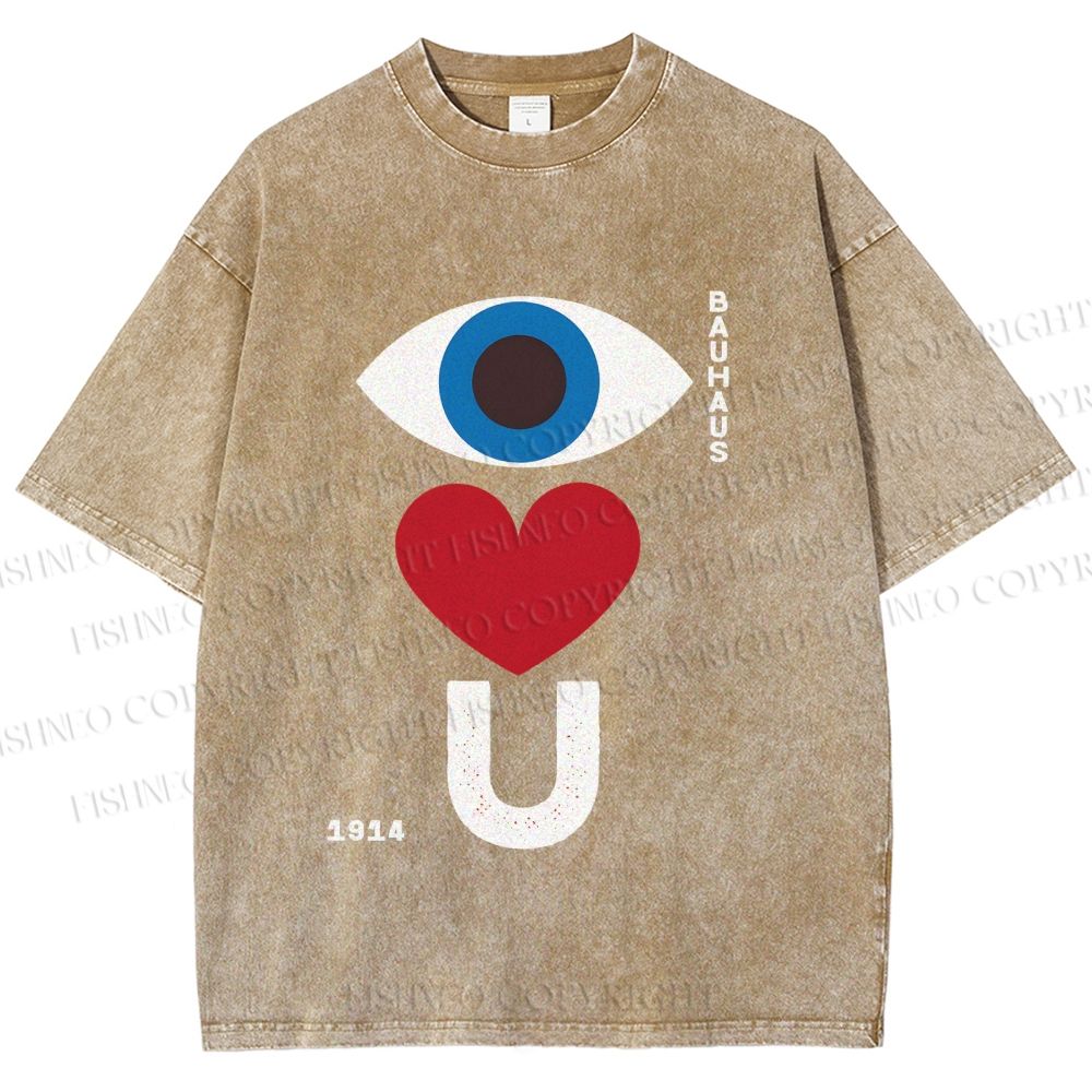 Unisex Bauhaus Valentine's Day Love You Printed Washed Tee
